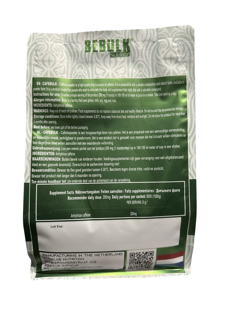 Caféine en poudre - BeBulk Nutrition 