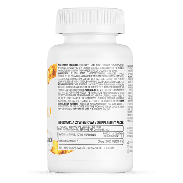 OstroVit Vitamine D3 8000 IU 200 tabletten