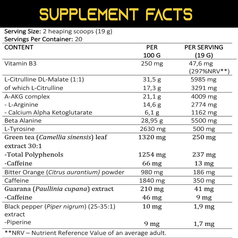 Bulk Blood Pump - High Pre-Workout - 300g - BeBulk Nutrition