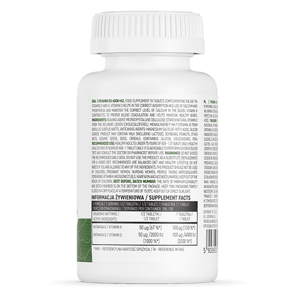 OstroVit Vitamine D3 4000 IE + K2 VEGE 100 tabletten